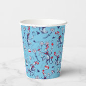 Gobelets En Papier Chat Dans Le Casquette | Motif bleu (Verso)