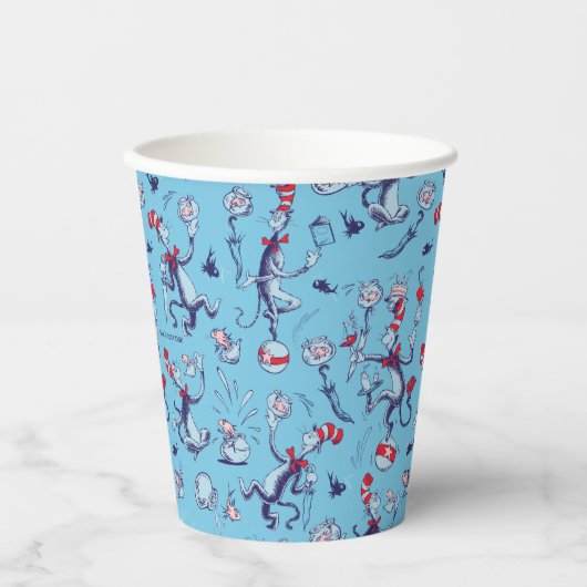 Gobelets En Papier Chat Dans Le Casquette | Motif bleu (Recto)