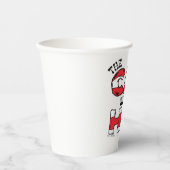 Gobelets En Papier Chat dans le Casquette | Texte en bande rouge et b (Recto)