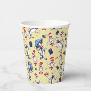 Gobelets En Papier Chat dans le Chapeau Motif Jaune