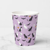 Gobelets En Papier chat d'Halloween violet (Verso)