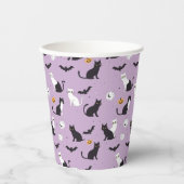 Gobelets En Papier chat d'Halloween violet (Recto)