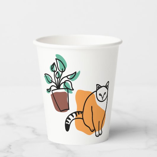 Gobelets En Papier Chat et le plante (Recto)