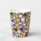 Gobelets En Papier Chat face doodprint motif kitties féline animaux (Gauche)