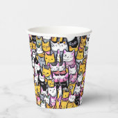 Gobelets En Papier Chat face doodprint motif kitties féline animaux (Droite)