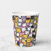 Gobelets En Papier Chat face doodprint motif kitties féline animaux (Recto)