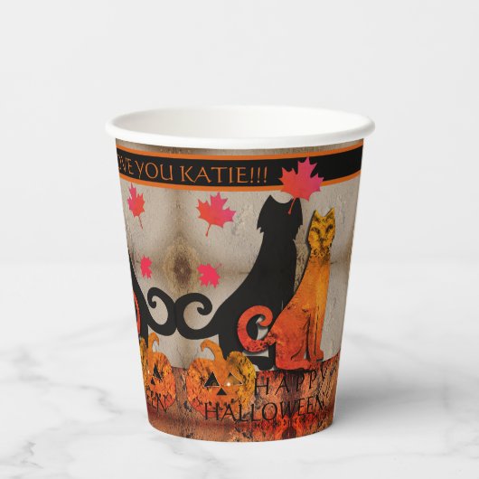 Gobelets En Papier Chat Halloween Kitty (Verso)