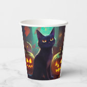 Gobelets En Papier Chat Halloween Tuxedo Avec Peur Citrouille (Verso)