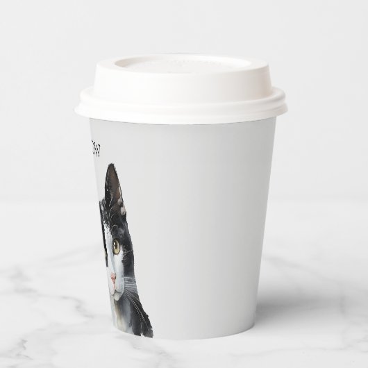 Gobelets En Papier Chat Kitty blanc gris noir (Gauche)