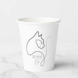 Gobelets En Papier Chat minimaliste noir et blanc