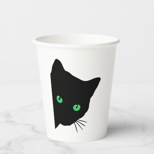 Gobelets En Papier chat noir aux yeux verts (Recto)
