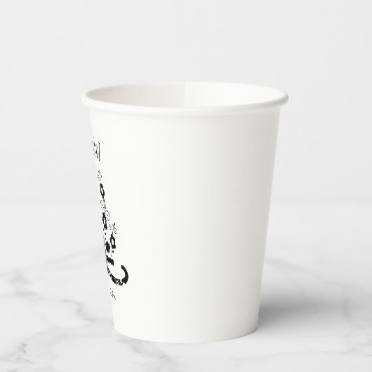 Gobelets En Papier Chat noir avec fleurs et expression portugaise (Gauche)