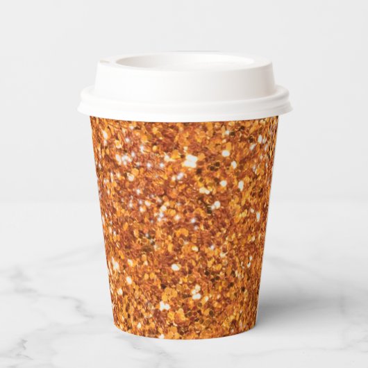 Gobelets En Papier Chat noir, chaton mignon, parties scintillant oran (Verso)