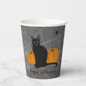 Gobelets En Papier Chat noir Joyeux Halloween (Verso)