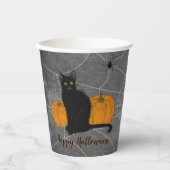 Gobelets En Papier Chat noir Joyeux Halloween (Recto)
