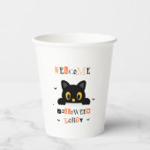 Gobelets En Papier Chat noir mignon Halloween (Recto)