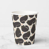 Gobelets En Papier Chat noir rétro sur fond crème clair (Verso)