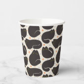 Gobelets En Papier Chat noir rétro sur fond crème clair (Gauche)