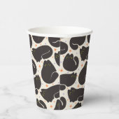 Gobelets En Papier Chat noir rétro sur fond crème clair (Droite)
