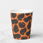 Gobelets En Papier Chat noir rétro sur fond orange (Verso)