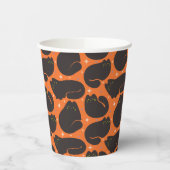 Gobelets En Papier Chat noir rétro sur fond orange (Gauche)