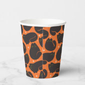 Gobelets En Papier Chat noir rétro sur fond orange (Droite)