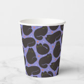 Gobelets En Papier Chat noir rétro sur fond violet (Verso)