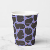 Gobelets En Papier Chat noir rétro sur fond violet (Gauche)