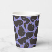 Gobelets En Papier Chat noir rétro sur fond violet (Droite)