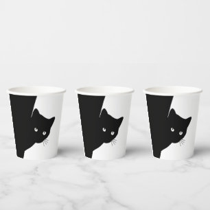 Gobelets En Papier Chat noir rusé