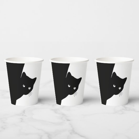 Gobelets En Papier Chat noir rusé (Multi)