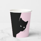 Gobelets En Papier Chat noir Sly Rose Joyeux anniversaire, âge et nom (Verso)