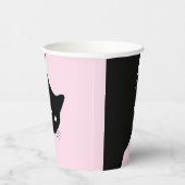 Gobelets En Papier Chat noir Sly Rose Joyeux anniversaire, âge et nom (Droite)