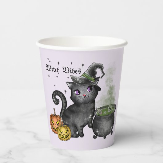 Gobelets En Papier Chat noir sorcière | Vibes sorcières (Verso)