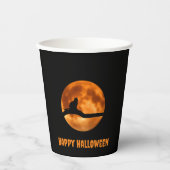 Gobelets En Papier Chat noir sous la lune orange (Recto)