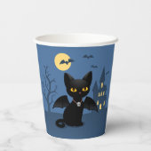 Gobelets en papier Chat noir Vampire Halloween ave (Verso)