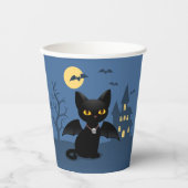 Gobelets en papier Chat noir Vampire Halloween ave (Recto)