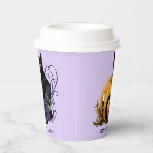 Gobelets En Papier Chat noir violet Rose Citrouille Halloween (Droite)