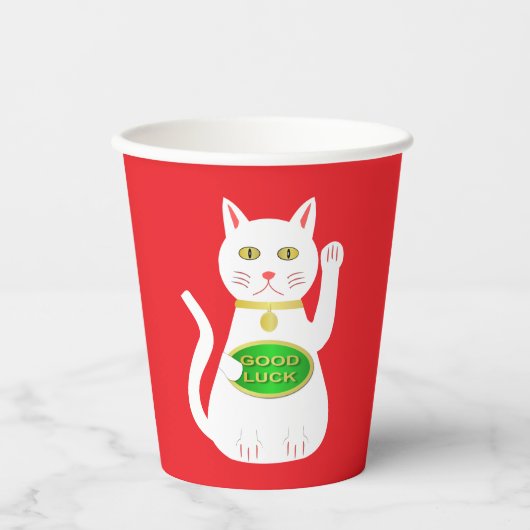 Gobelets En Papier Chat Oriental Lucky (Recto)