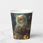 Gobelets En Papier Chat perse d'Halloween avec effroi Citrouille (Verso)