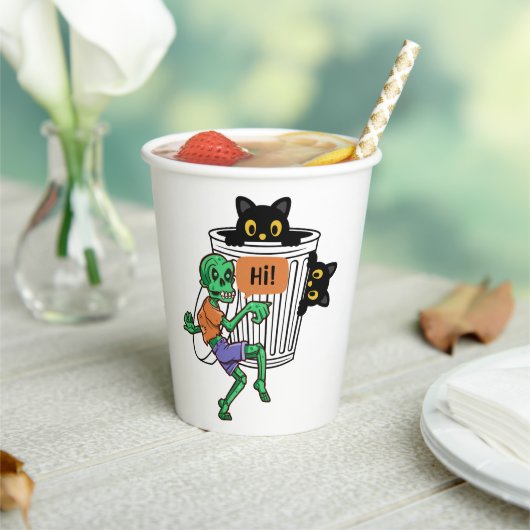 Gobelets En Papier Chat Peureux Halloween (Insitu)