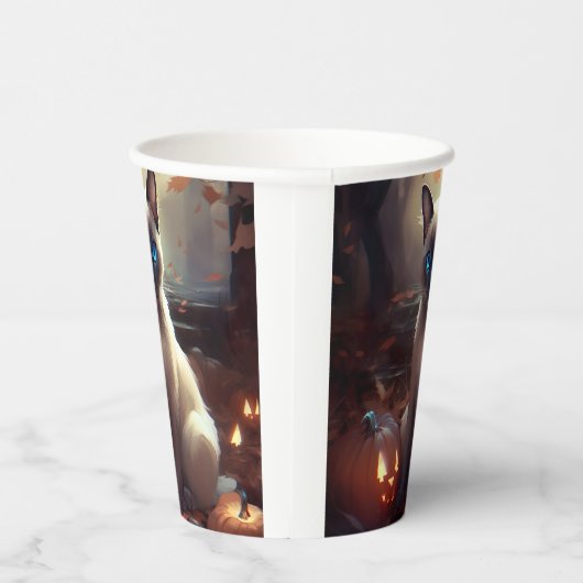 Gobelets En Papier Chat Siamais Halloween Avec Peur Citrouille (Droite)