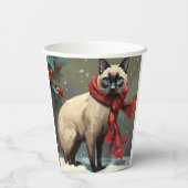 Gobelets En Papier Chat siamois à Noël de neige (Verso)