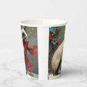 Gobelets En Papier Chat siamois à Noël de neige (Gauche)