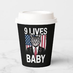 Gobelets En Papier Chat Trump 9 Vies Bébé Drôle Chat Trump