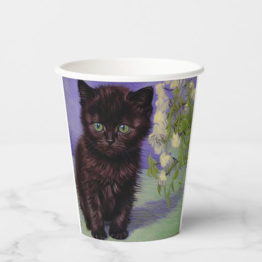 Gobelets En Papier Chat Van Gogh avec fleurs blanches (Recto)