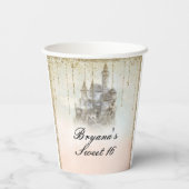 Gobelets En Papier Château de Princesse Conte de Fées Rose Gold Anniv (Verso)