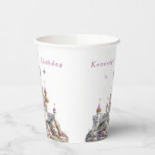 Gobelets En Papier Château de princesse Couronne argentée Pierres ros (Gauche)