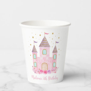 Gobelets En Papier Château de Princesse Pink Or moderne Anniversaire