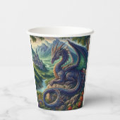 Gobelets En Papier Château du Dragon médiéval coloré (Verso)